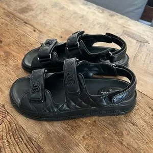 [CHANEL]★Velcro Sandals★Black CHANEL | Shoes | Chanel Velcro Quilted Black On Black Dad